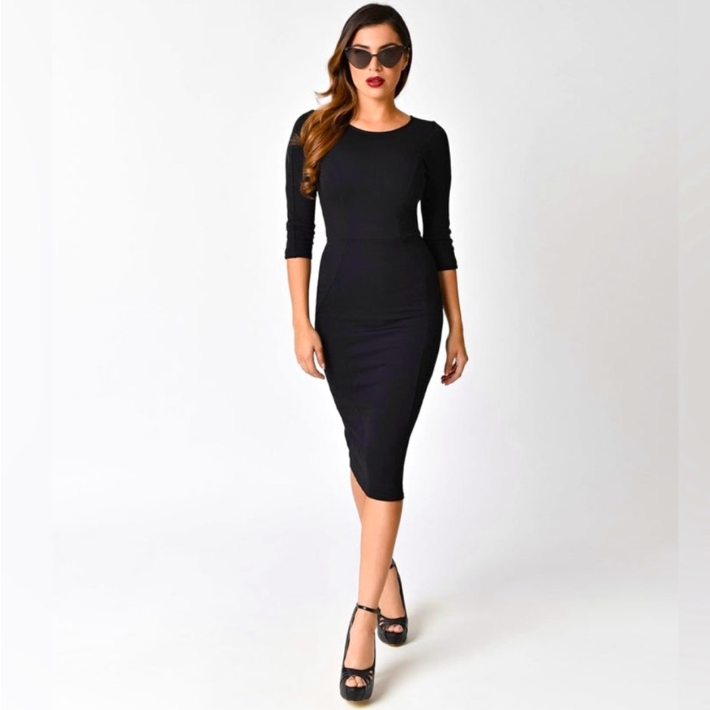 Unique Vintage Black Mod Wiggle Dress Size 1X